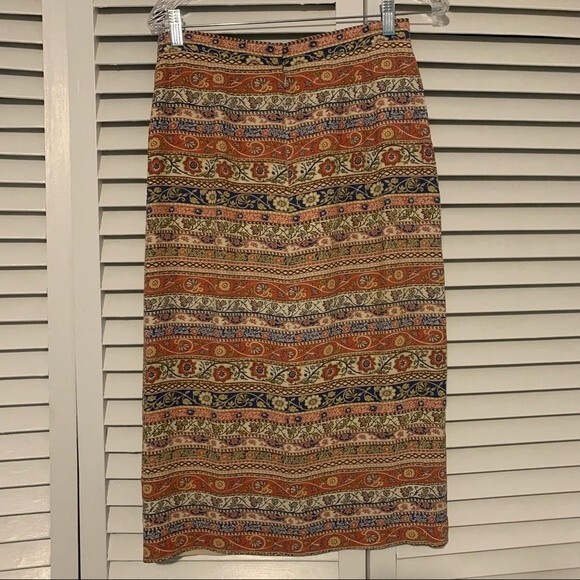 Vintage Boho Talbots Printed Faux Wrap Skirt 100% Rayon Size 10 Made in USA - Picture 4 of 9